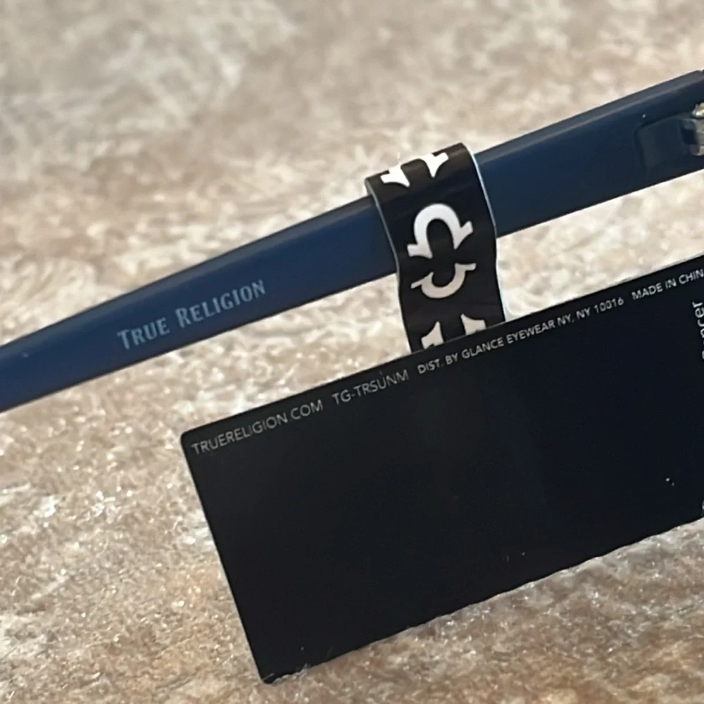 Brand New True Religion Clubmaster Classic Square Metal Sunglasses Blue Accent